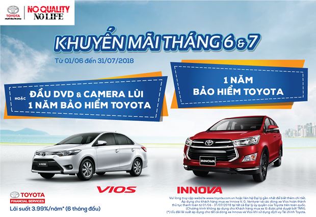 Khuyến mãi cho khách hàng mua xe Toyota Vios và Innova trong 2 tháng hè